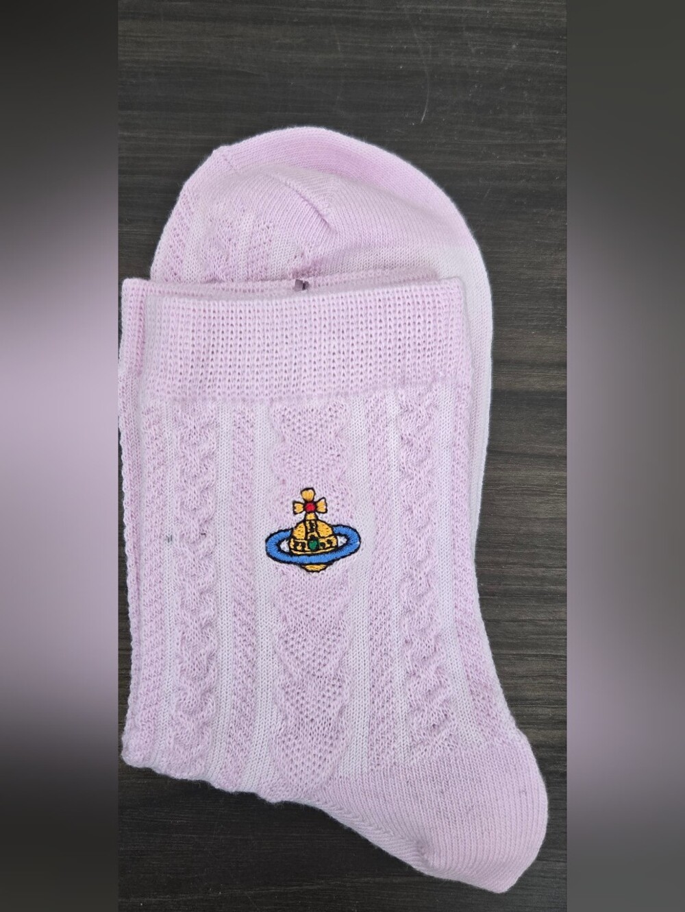 Vivienne Westwood Pastel Pink Cable Knit Orb Logo Socks